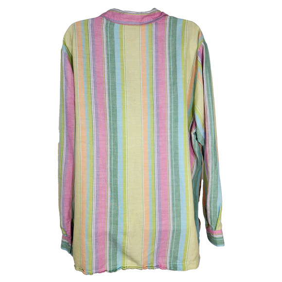Coldwater Creek Shirt Womens Size XL Linen Button Front Striped Yellow Pastel - Picture 2 of 10